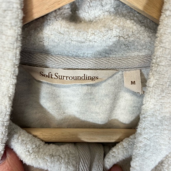 Soft Surroundings Fleece Mock Neck Tunic Top Cream 1/4 Button Up Cotton Size M - Picture 6 of 6